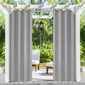 50inchx 120inch Outdoor Waterproof Grommets Window Curtains For Front Porch ,Gray